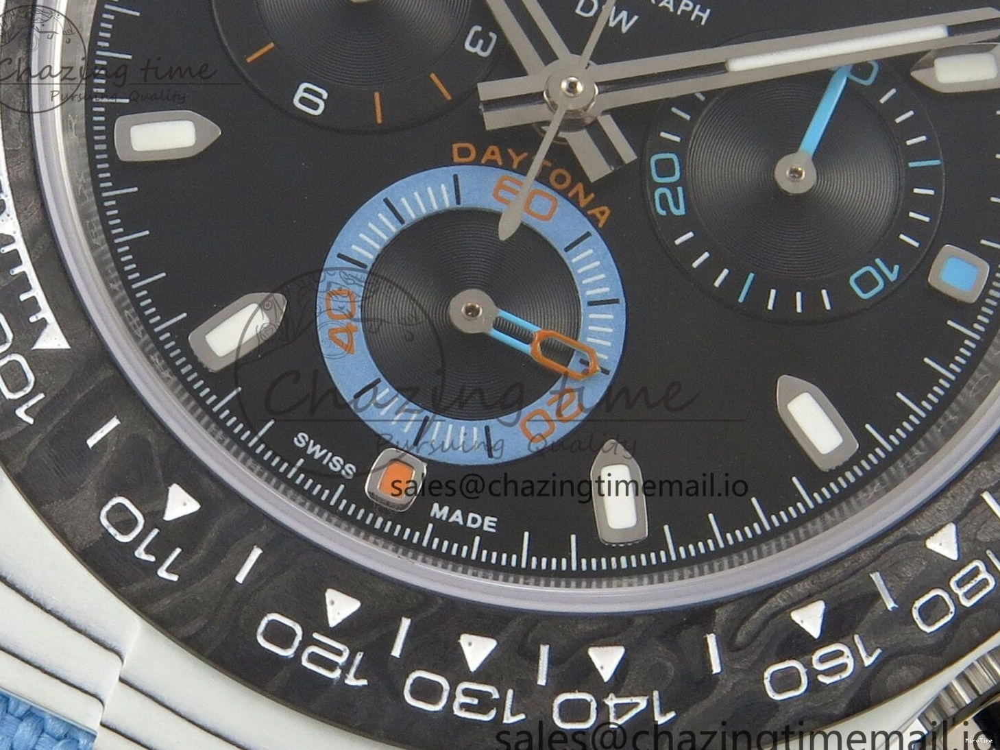 MiroTime 0403 Attractive Daytona DIW Carbon Case and Bezel DIWF Edition Black Dial on Blue Nylon Strap A 71